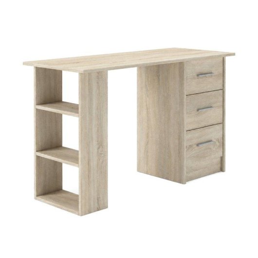 Mesa de escritorio Home Heavenly Deski con cajonera de 3 cajones y estantería abierta beige