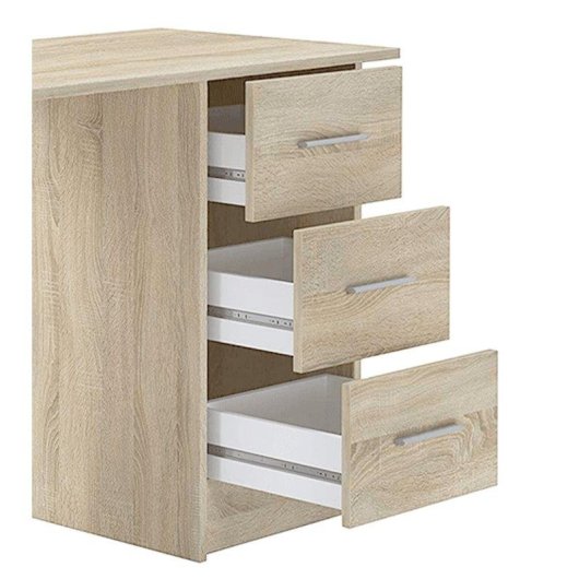 Mesa de escritorio Home Heavenly Deski con cajonera de 3 cajones y estantería abierta beige