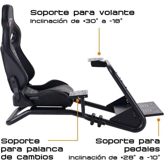 Cockpit de simracing Indeca Summum Racer GTR con asiento ajustable y soportes universales