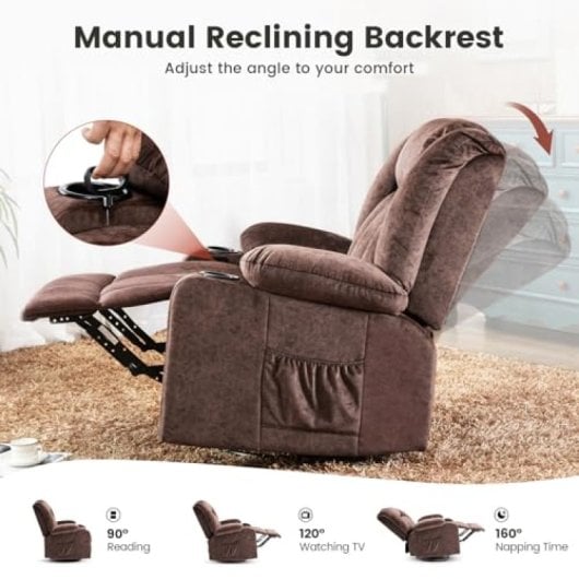 Poltrona Relax Giratória Manual GTPLAYER Encosto e Apoio de Pés Ajustáveis Marrom
