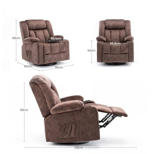 Poltrona Relax Giratória Manual GTPLAYER Encosto e Apoio de Pés Ajustáveis Marrom