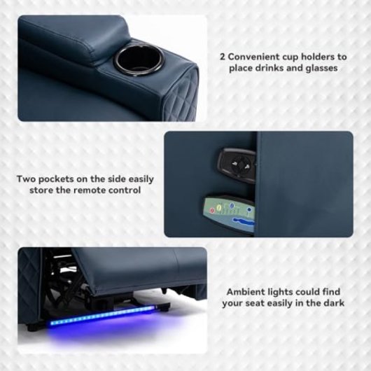 Poltrona relax elétrica GTPLAYER EU-CH7137-BL-AB LED massagem couro sintético