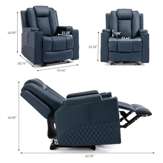 Poltrona relax elétrica GTPLAYER EU-CH7137-BL-AB LED massagem couro sintético