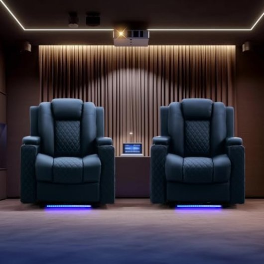 Poltrona relax elétrica GTPLAYER EU-CH7137-BL-AB LED massagem couro sintético