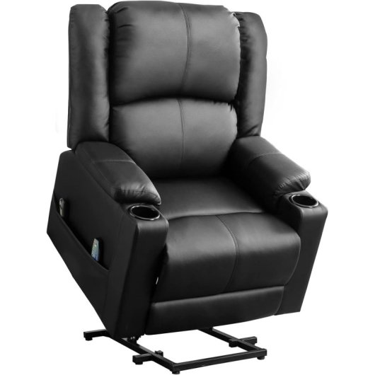 Sillón Relax Eléctrico Con Asistencia De Elevación, Sillón Para Tv Con Masaje Y Función Reclinable, Sillón Powerlift Para Personas Mayores - Negro