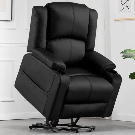 Sillón Relax Eléctrico Con Asistencia De Elevación, Sillón Para Tv Con Masaje Y Función Reclinable, Sillón Powerlift Para Personas Mayores - Negro