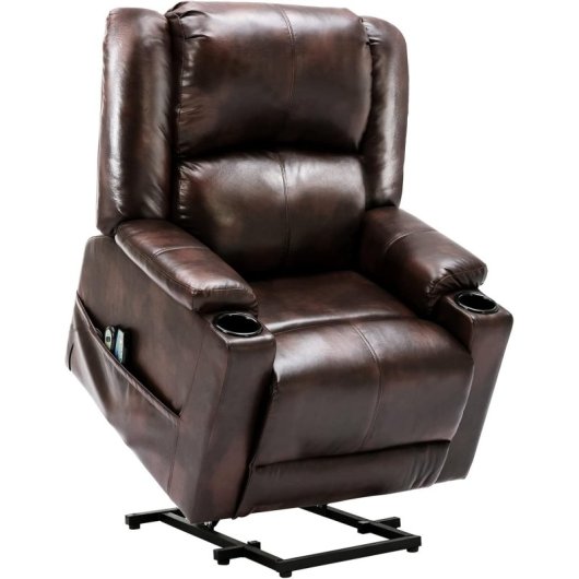 Sillón Relax Eléctrico Con Asistencia De Elevación, Sillón Para Tv Con Masaje Y Función Reclinable, Sillón Powerlift Para Personas Mayores - Marrón