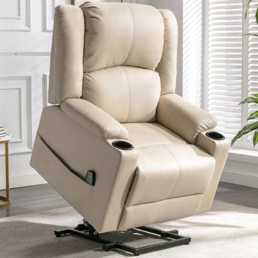 Sillón Relax Eléctrico Con Asistencia De Elevación, Sillón Para Tv Con Masaje Y Función Reclinable, Sillón Powerlift Para Personas Mayores - Beige