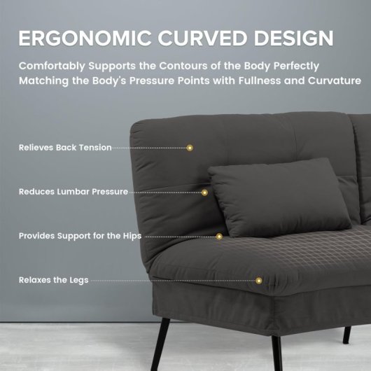 Sofá Cama Con Función De Cama, Funda Futón Plegable, Sofá Cama, Sofá Esquinero, Cama Invitados, Sofá 3 Plazas, Con Respaldo Ajustable En Tela - Negro
