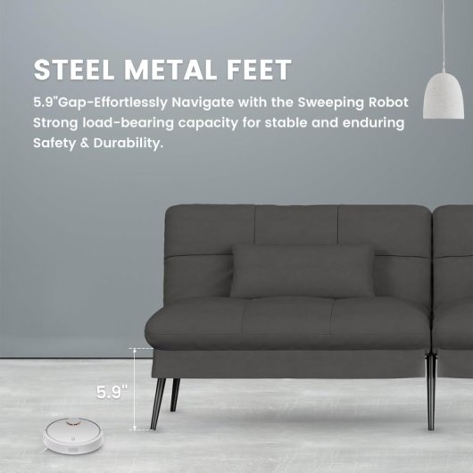 Sofá Cama Con Función De Cama, Funda Futón Plegable, Sofá Cama, Sofá Esquinero, Cama Invitados, Sofá 3 Plazas, Con Respaldo Ajustable En Tela - Negro