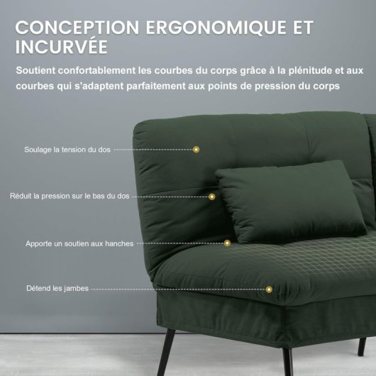 Sofá Cama Con Función De Cama, Funda Futón Plegable, Sofá Cama, Sofá Esquinero, Cama Invitados, Sofá 3 Plazas, Con Respaldo Ajustable En Tela - Verde