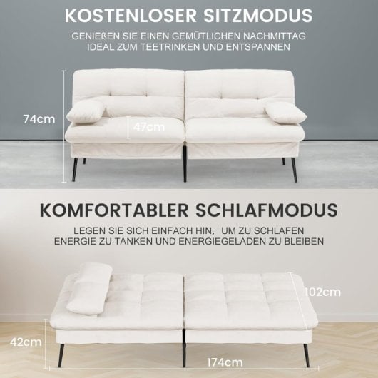 Schlafsofa GTPLAYER 3-Sitzer verstellbare Rückenlehne Stoff Beige