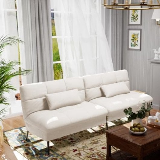 Schlafsofa GTPLAYER 3-Sitzer verstellbare Rückenlehne Stoff Beige