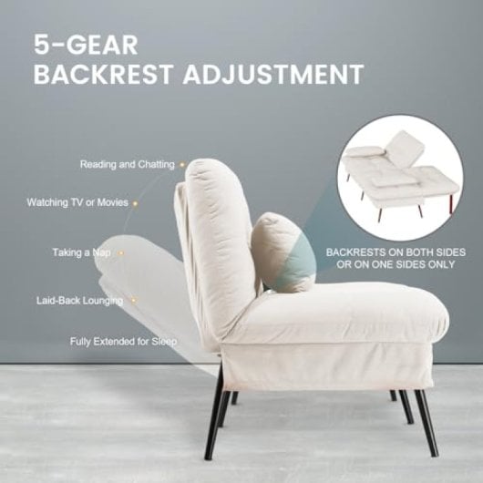 Schlafsofa GTPLAYER 3-Sitzer verstellbare Rückenlehne Stoff Beige