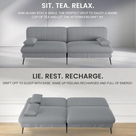 Sofá Cama Plegable Con Función De Cama - Sofá 2 En 1, Sofá Cama Multifuncional Con Gran Superficie De Descanso, Sofá Cama Ahorraespacio Para Salón, Habitación De Invitados Y Home Cinema - Gris