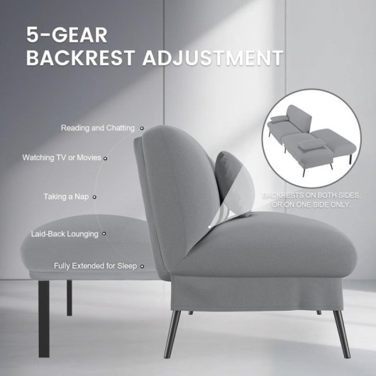 Sofá Cama Plegable Con Función De Cama - Sofá 2 En 1, Sofá Cama Multifuncional Con Gran Superficie De Descanso, Sofá Cama Ahorraespacio Para Salón, Habitación De Invitados Y Home Cinema - Gris