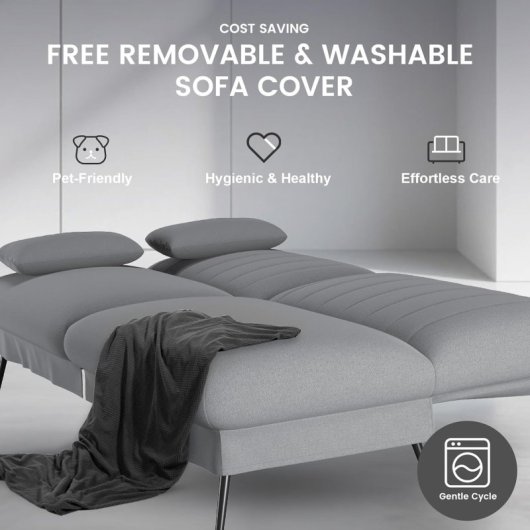 Sofá Cama Plegable Con Función De Cama - Sofá 2 En 1, Sofá Cama Multifuncional Con Gran Superficie De Descanso, Sofá Cama Ahorraespacio Para Salón, Habitación De Invitados Y Home Cinema - Gris
