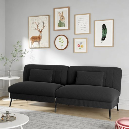 Sofá Cama Plegable Con Función De Cama - Sofá 2 En 1, Sofá Cama Multifuncional Con Gran Superficie De Descanso, Sofá Cama Ahorraespacio Para Salón, Habitación De Invitados Y Home Cinema - Negro