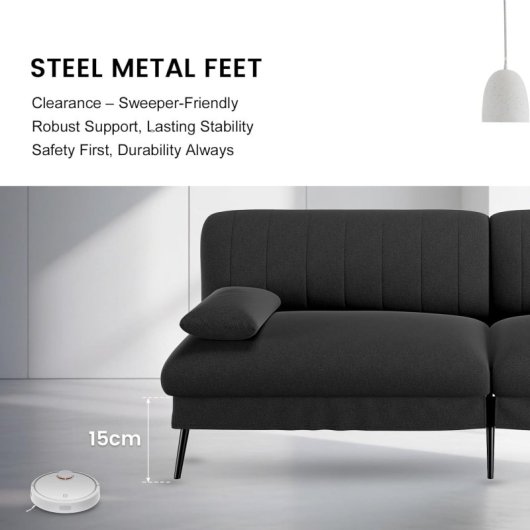 Sofá Cama Plegable Con Función De Cama - Sofá 2 En 1, Sofá Cama Multifuncional Con Gran Superficie De Descanso, Sofá Cama Ahorraespacio Para Salón, Habitación De Invitados Y Home Cinema - Negro