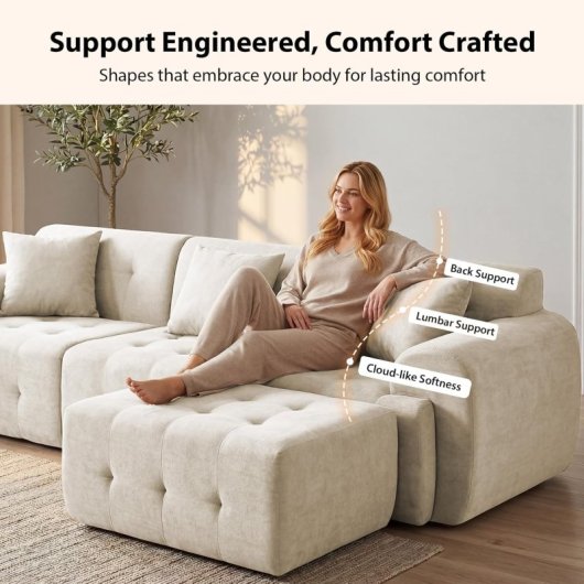 Canapé d’angle GTPLAYER Sofa Modulaire Lit 245x60x40 cm Gris Beige