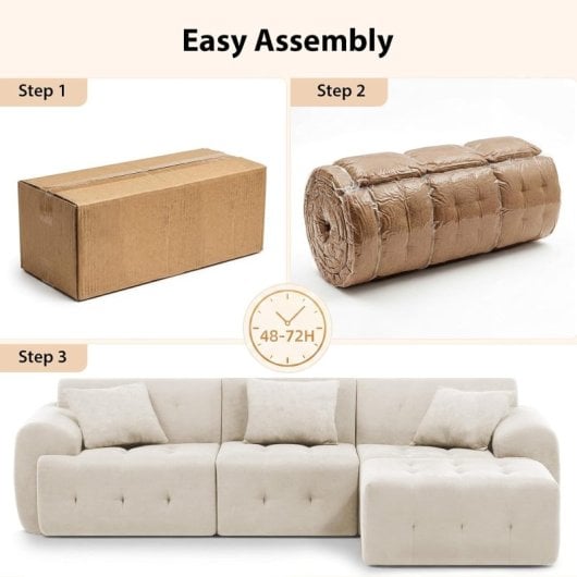 Canapé d’angle GTPLAYER Sofa Modulaire Lit 245x60x40 cm Gris Beige