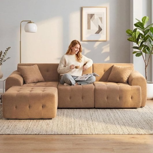Divano angolare GTPLAYER Modulare 245 x 60 x 40 cm Funzione Letto Marrone