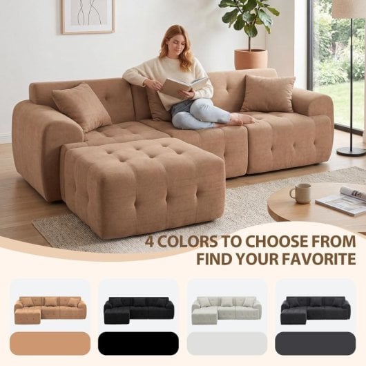 Divano angolare GTPLAYER Modulare 245 x 60 x 40 cm Funzione Letto Marrone