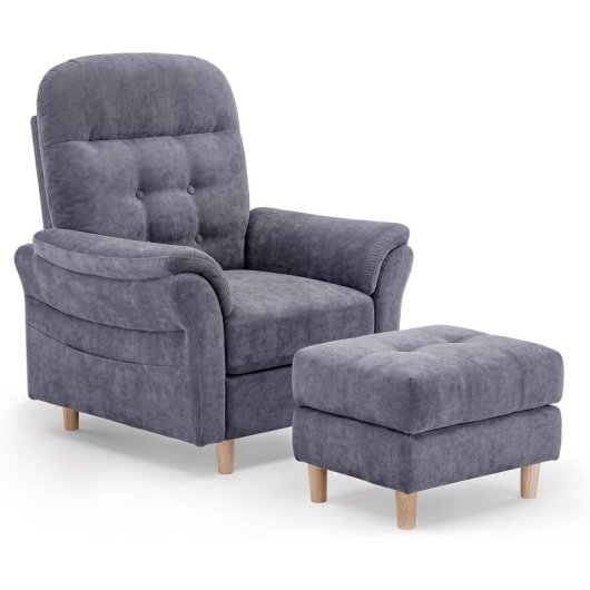 Sillón Relax Para Tv Con Función Reclinable, Sillón Reclinable Con Otomana Y 4 Respaldo Ajustable, Sillón Tapizado De Tela Individual Para Salón Dormitorio Home Cinema, Chenille - Gris