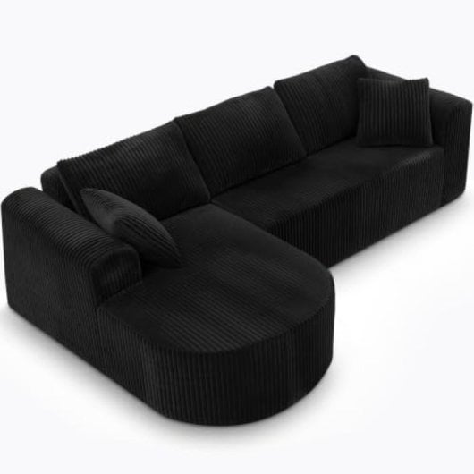 Divano angolare Boneless modulare letto 263cm velluto nero grande