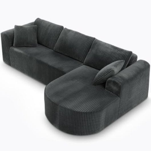 Divano angolare Boneless modulare letto 263cm velluto grigio senza montaggio