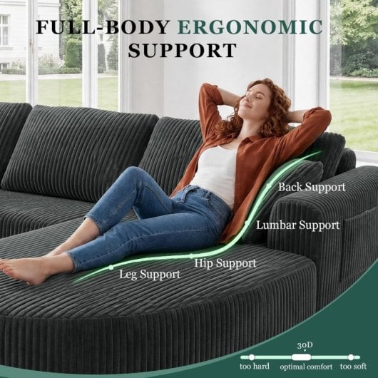 Divano angolare Boneless modulare letto 263cm velluto grigio senza montaggio