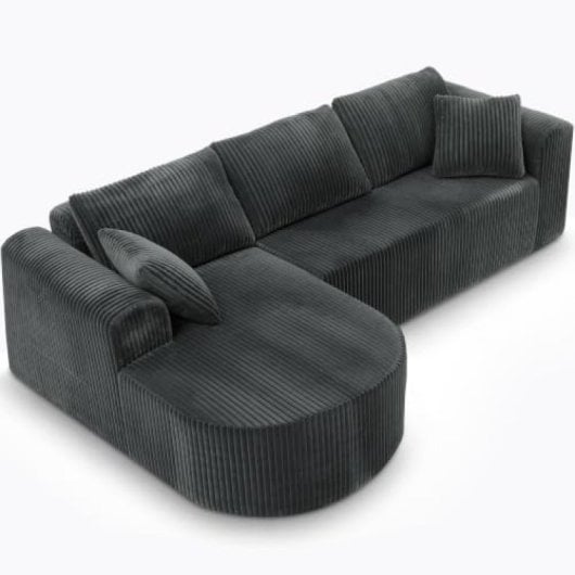 Divano angolare Boneless modulare letto 263cm velluto grigio grande destro