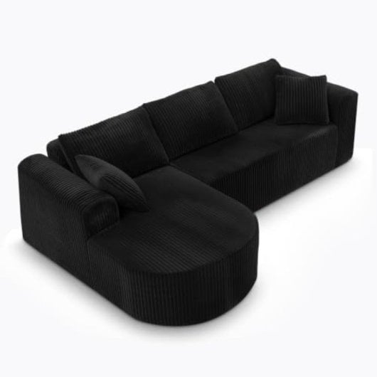 Divano angolare Boneless modulare letto 243cm velluto nero tasche laterali