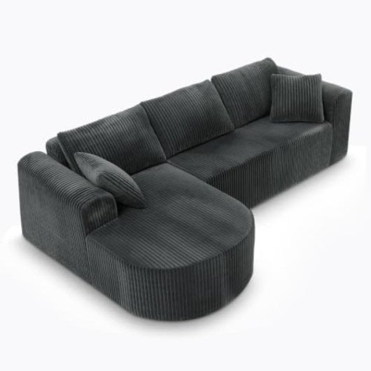 Divano angolare Boneless modulare letto 243cm velluto grigio senza montaggio