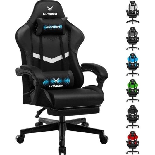 Silla Gaming GTPLAYER Ergonómica con Reposapiés y Soporte Lumbar Negro