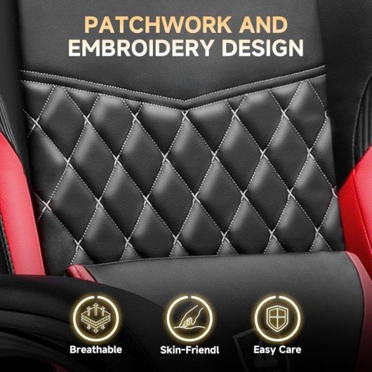 Chaise GTPLAYER Gaming Double Dossier Dorsal Repose-pieds Rouge