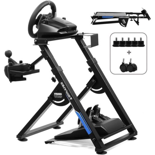 Gtplayer Soporte Volante Con Palanca V1 V2 Inclinable Multiplataforma - Negro Azul