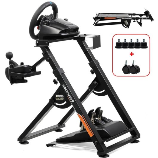 Gtplayer Soporte Volante Con Palanca V1 V2 Inclinable Multiplataforma - Negro Naranja
