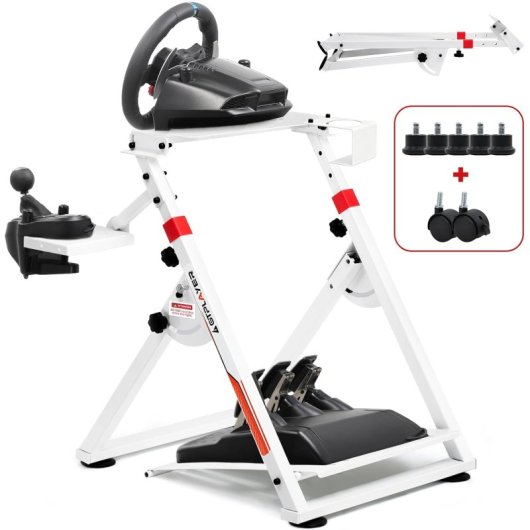 Gtplayer Soporte Volante Con Palanca V1 V2 Inclinable Multiplataforma - Blanco Rojo