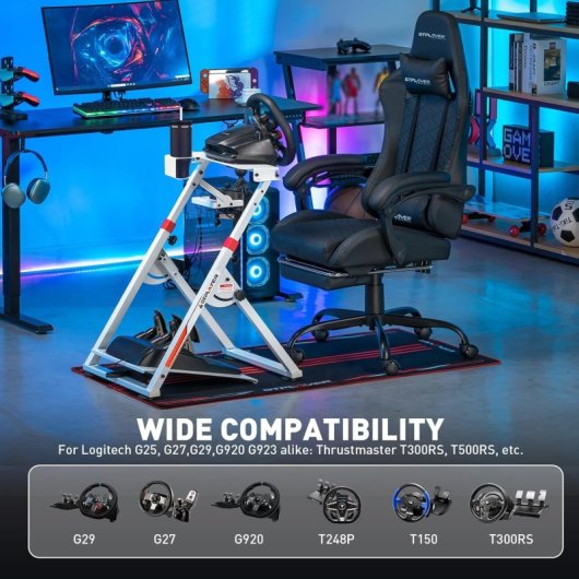 Gtplayer Soporte Volante Con Palanca V1 V2 Inclinable Multiplataforma - Blanco Rojo