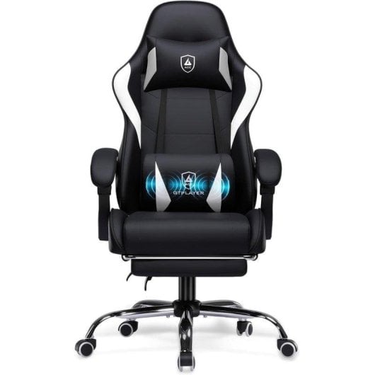 Silla Gaming GTPLAYER Ergonómica con Masaje Lumbar y Reposapiés 150 kg - Negra