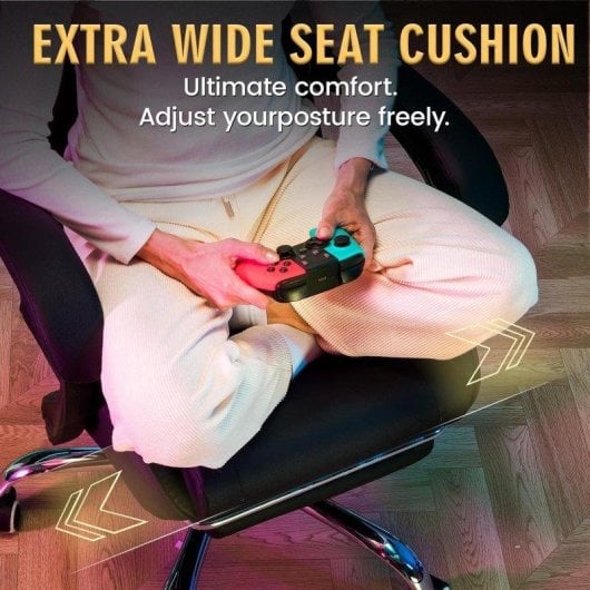 Silla Gaming GTPLAYER Ergonómica con Masaje Lumbar y Reposapiés 150 kg - Negra