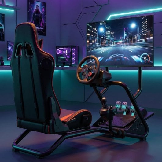 Gtplayer Cockpit Simulador Con Altavoces 3d Monitor Y Pedales Ajustable - Rojo