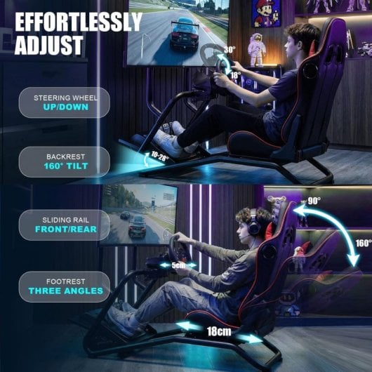 Gtplayer Cockpit Simulador Con Altavoces 3d Monitor Y Pedales Ajustable - Rojo