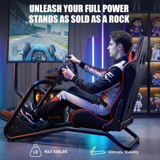 Gtplayer Cockpit Simulador Con Altavoces 3d Monitor Y Pedales Ajustable - Rojo