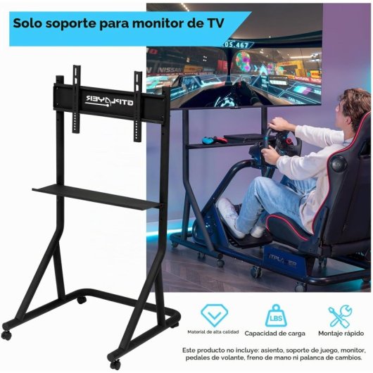 Gtplayer Soporte Monitor Simulador Altura Ajustable 32-65 Pulgadas Con Ruedas
