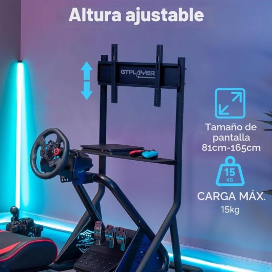 Gtplayer Soporte Monitor Simulador Altura Ajustable 32-65 Pulgadas Con Ruedas