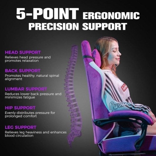 Chaise gaming GTPLAYER respirante large repose-pieds violet