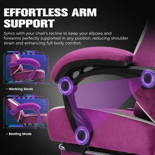 Chaise gaming GTPLAYER respirante large repose-pieds violet