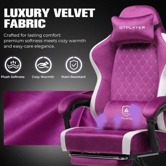 Chaise gaming GTPLAYER respirante large repose-pieds violet